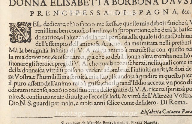 Teatro delle Nobili et Virtuose Donne..., page 2 (recto), 1616. Creator: Isabella Catanea Parasole.