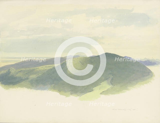View from Madenburg Castle of the surrounding hilly landscape, 1860. Creator: Carl Theodor Reiffenstein.