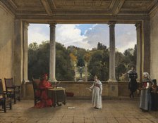 Audience with Cardinal Aldobrandini in the Loggia of the Villa Belvedere in Frascati, 1822-1823. Creator: Francois-Marius Granet.