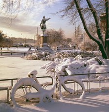 Kungstradgarden, Stockholm, with the statue of Karl XII, Johan Peter Molin, 1968. Creator: Unknown.