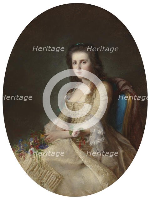 Woman in 18th Century Dress, 1863. Creator: Erik Johan Lofgren.