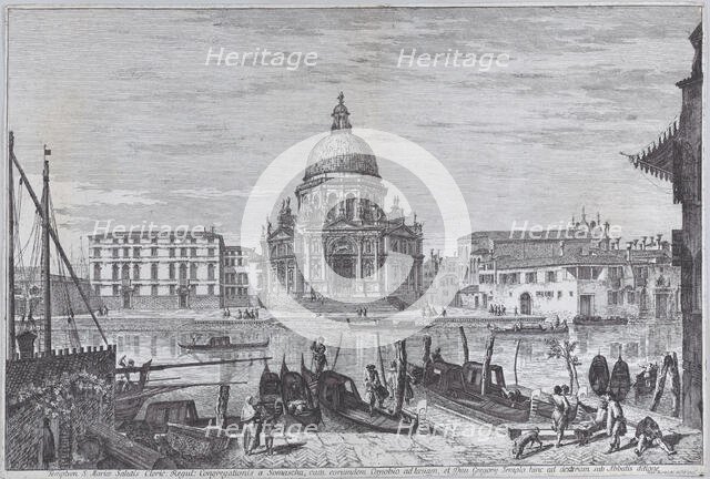 The church of Santa Maria della Salute seen across the water with gondolas in the foregrou..., 1741. Creator: Michele Marieschi.