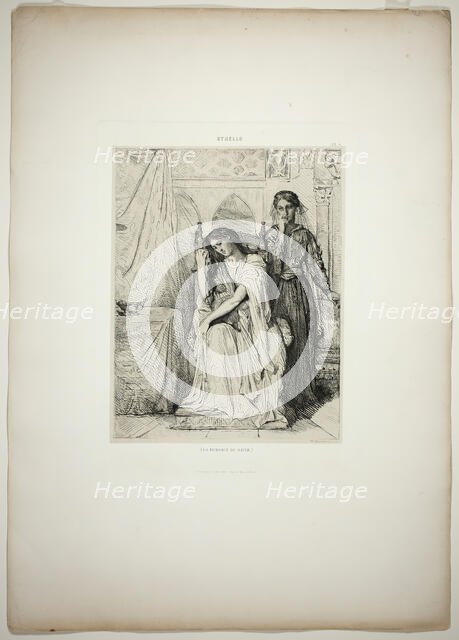 The Willow Song, plate nine from Othello, 1844. Creator: Theodore Chasseriau.