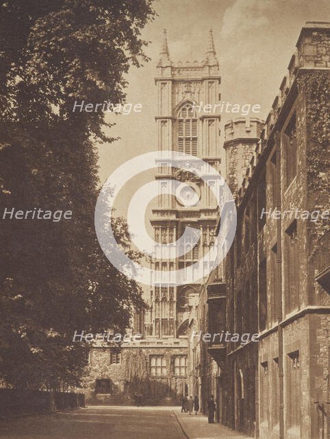 The Abbey Tower from Deans Yard. From the album: Photograph album - London, 1920s. Creator: Harry Moult.