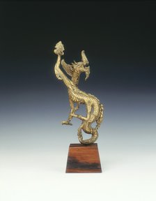 Gilt bronze four-clawed dragon finial, Ming dynasty, China, 16th century. Artist: Unknown