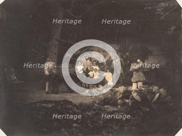 Jardin zoologique de Bruxelles; Les trois jumeaux fils de Mr. Lebens et toute la famille, 1854-56. Creator: Louis-Pierre-Théophile Dubois de Nehaut.