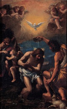 The Baptism of Christ, 1585-1590. Artist: Scarsellino (Scarsella), Ippolito (1551-1620)