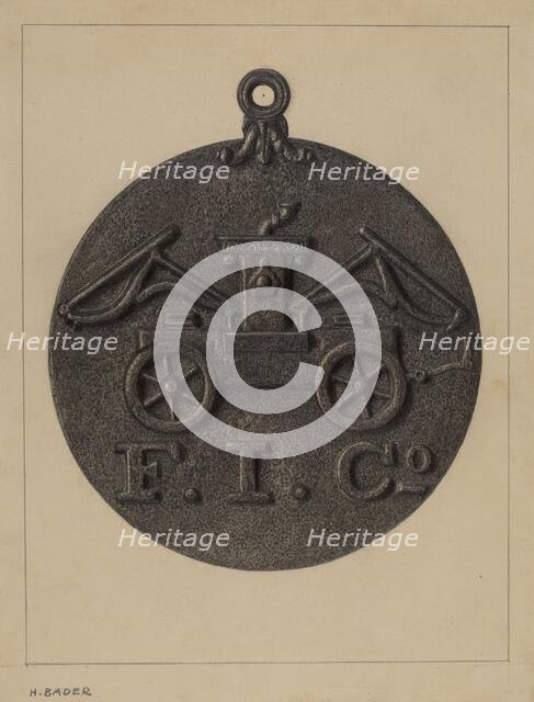 Firemark, c. 1937. Creator: Herman Bader.