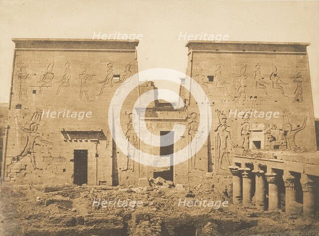 Dromos et Pylones du grand Temple d'Isis, à Philae, April 13, 1850. Creator: Maxime du Camp.