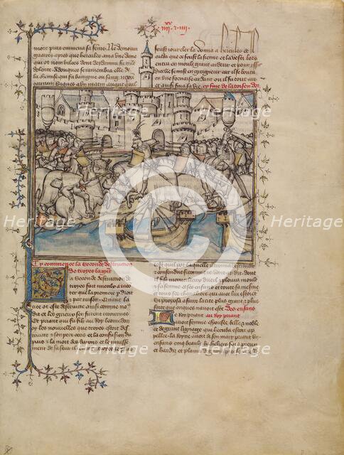 A Battle from the Trojan War; Histoire ancienne jusqu'à César, about 1390-1400. Creator: First Master of the Bible historiale of Jean de Berry.