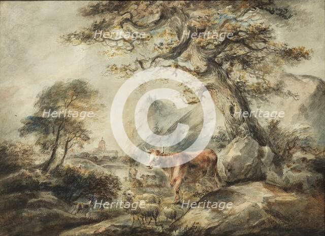 Landscape with Cattle, 1785. Creator: Elias Martin.