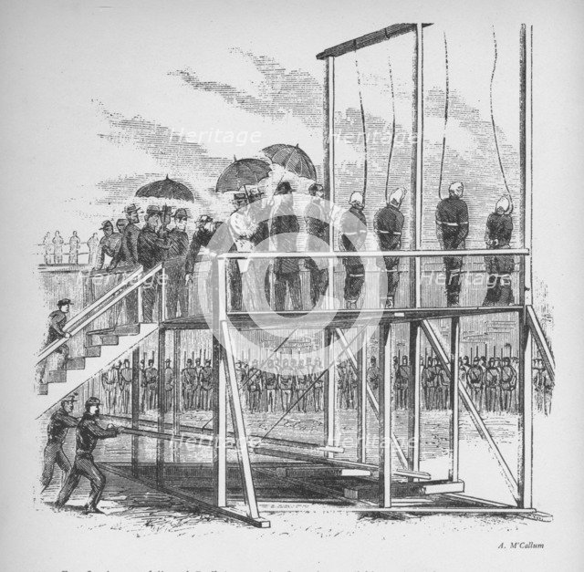 'Three men and a woman hanged for the assassination of Lincoln', c1865, (1938). Artist: Unknown.