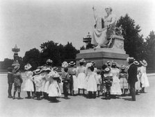 African American school children facing the Horatio Greenough statue of George Washing..., (1899?). Creator: Frances Benjamin Johnston.