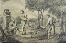 Maipuri Indians, inhabitants of the upper Orinoco, grilling members of a dead enemy, Italian engr…