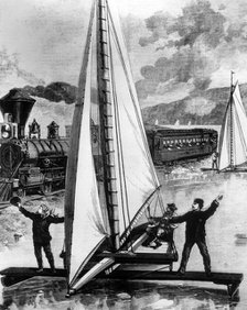 Ice sailing on the Hudson River, USA, 1871. Artist: Unknown
