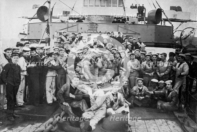 Engine room ratings on board HMS 'Majestic', 1896.Artist: Gregory & Co