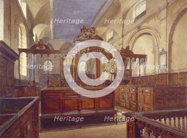Interior of the Church of All Hallows the Great, City of London, 1884.        Artist: John Crowther