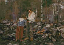 Matti Burning the Brushwood, 1893. Creator: August Fredrik Ahlstedt.