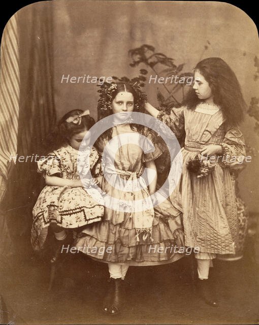 Flora Rankin, Irene MacDonald, and Mary Josephine MacDonald at Elm Lodge, July 1863. Creator: Lewis Carroll.