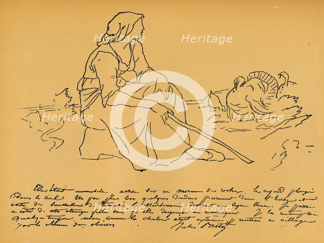 'Une Gardeuse De Dindons', c19th century. Artist: M Breton.