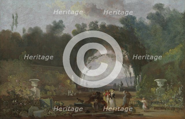 Terrace in the Saint-Cloud park, 1780s. Creator: Louis Gabriel Moreau.