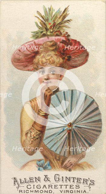 Plate 48, from the Fans of the Period series (N7) for Allen & Ginter Cigarettes Brands, 1889. Creator: Allen & Ginter.