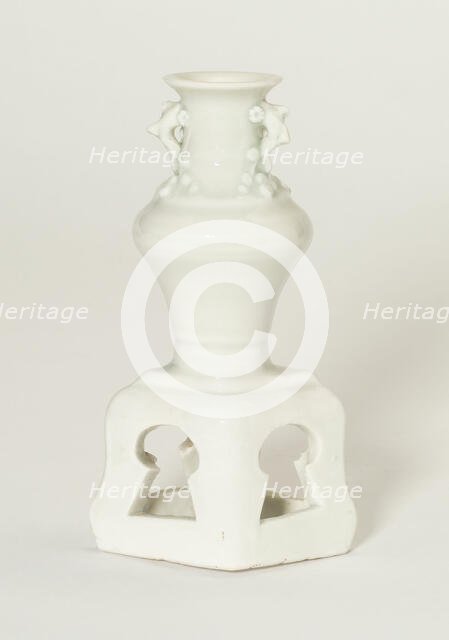 Miniature Vase on Stand, Yuan (1279-1368) or Ming dynasty (1368-1644), 14th/17th century. Creator: Unknown.