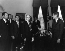 Kennedy Receives Mariner 2 Model, 1961. Creator: NASA.