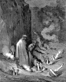 Dante and Virgil in the inferno, 1863. Artist: Gustave Doré