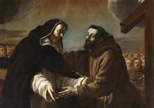 The meeting of Saint Francis with Saint Dominic, c.1665. Creator: Preti, Mattia (1613-1699).