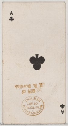 Ace of Clubs (black), from the Playing Cards series (N84) for Duke brand cigarettes, 1888., 1888. Creator: Unknown.