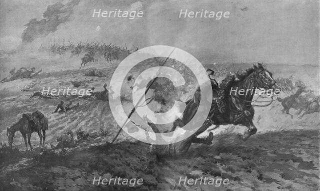 ''Le Role de la Cavalerie; Dragons Francais Chargeant des Uhlans', 1914. Creator: Georges Bertin Scott.