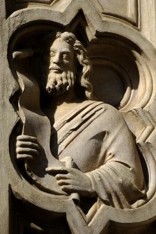 Bas-relief depicting a prophet, Loggia del Bigallo, Florence Italy, 14th century.  Creator: Unknown.