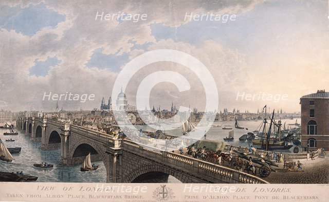City of London from the South, 1802. Artist: Joseph Constantine Stadler