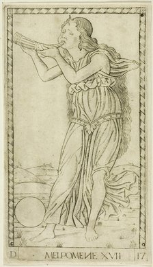 Melpomene, plate seventeen from Apollo and the Muses, c.1465. Creator: Unknown.