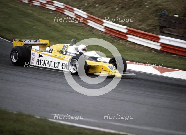 Rene Arnoux racing a Renault RE20, British Grand Prix, Brands Hatch, 1980. Artist: Unknown
