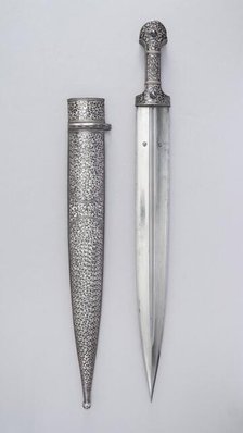 Dagger (Kindjal) with Sheath, Caucasian, possibly northern Dagestan, ca. 1840-50. Creator: Unknown.