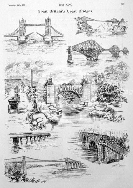 'Great Britain's Great Bridges', advert for Owbridge Lung Tonic, 1901. Artist: Unknown