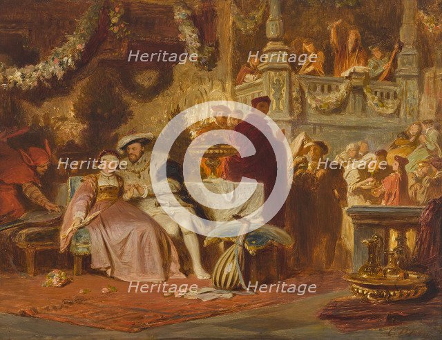 First meeting of Henry VIII and Anne Boleyn in the House of Cardinal Wolsey.