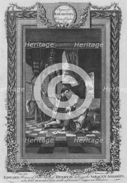 'Edward, Prince of Wales, Son of Henry III, killing the Saracen Assassin', c1787. Artist: Unknown.