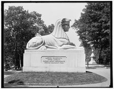Mt. Auburn Cemetery, Cambridge, Milmore's sphinx, between 1890 and 1901. Creator: Unknown.