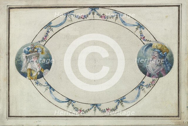 Collection of French Costume Designs or Portrait Types; Title Page, ca. 1785-90. Creator: Anon.