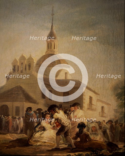 The Hermitage of San Isidro in Madrid', 1788, detail oil by Goya.