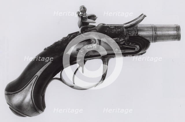 Double-Barrel Pocket Flintlock Breech-Loading Pistol, France, c. 1740/50. Creator: Unknown.