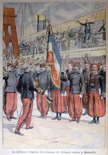 The glorious flag of the zouaves of Palestro arrives in Marseilles, 1903. Artist: Unknown