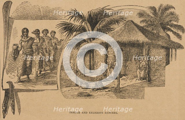 Temple and Religious Dancers from "Hagenbeck's World Renowned Ceylonese Exhibition", 1886. Creator: Unknown.