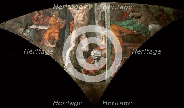 Punishment of Haman (Sistine Chapel ceiling in the Vatican), 1508-1512. Creator: Buonarroti, Michelangelo (1475-1564).