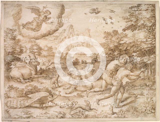 The Expulsion from Paradise, c. 1606. Creator: Jan Wierix (Flemish, c. 1549-aft 1615).