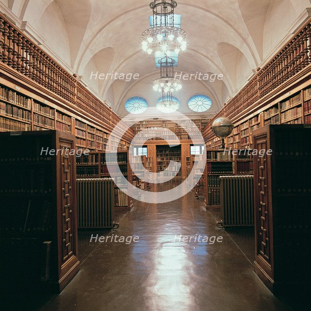 Interior view of the library of the monastery of Montserrat.