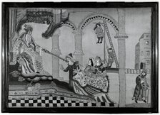 Picture Showing Esther and Ahasvervs (Needlework), England, 1713. Creator: Unknown.